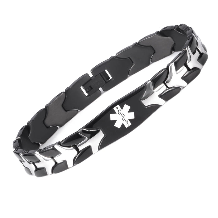 Bracciale ID Medico In Acciaio Con Ciondolo In Smalto Personalizzabile | Gioiello Di Allerta Medica Regolabile Vivaday YA5207