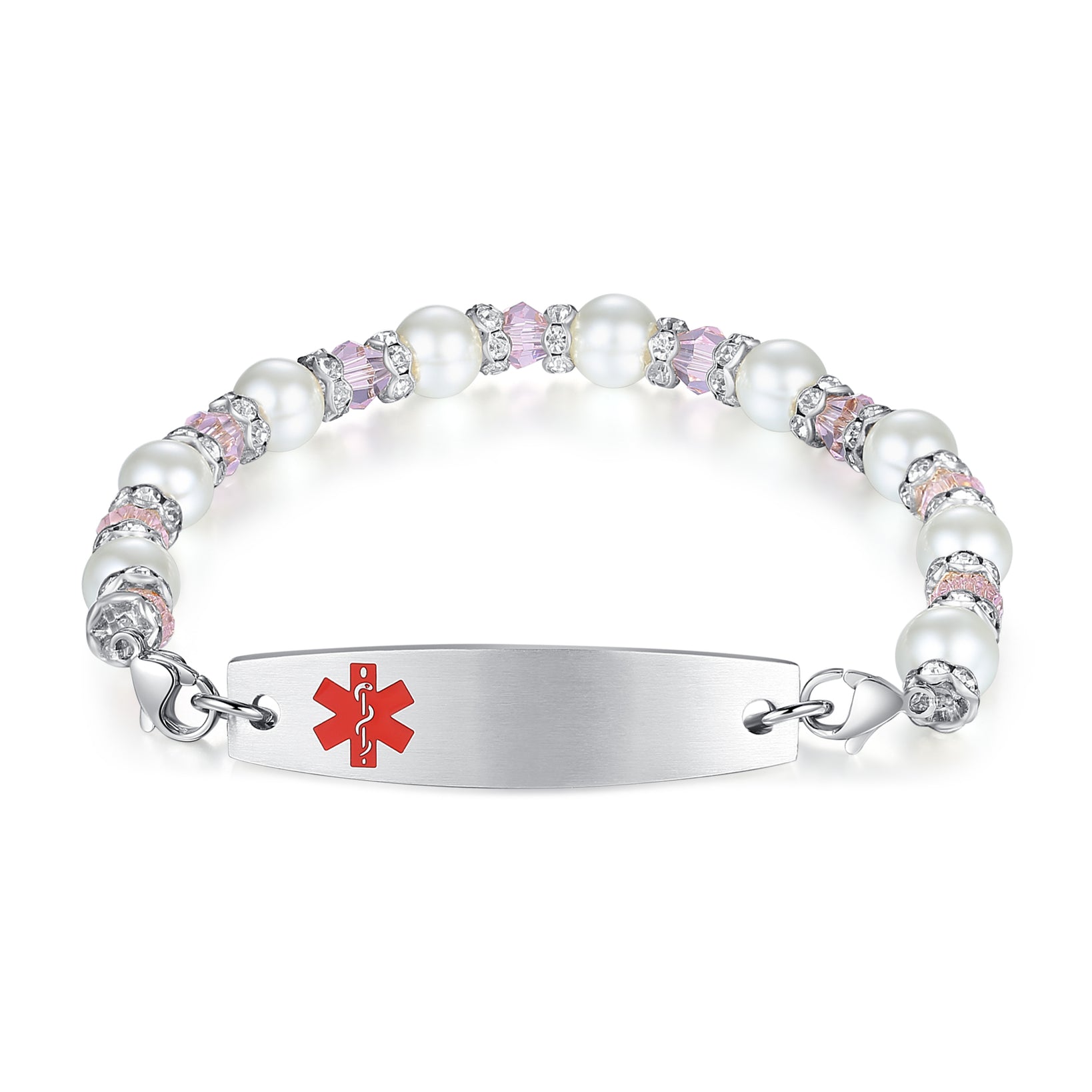 Pink Pearl Medical ID Bracelet - STAINLESS - My Identity — My Identity ...