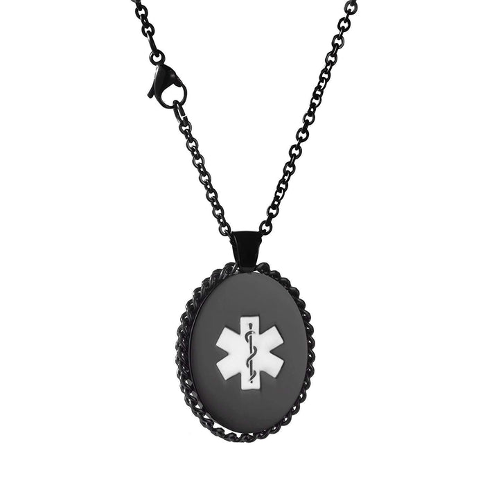 Brielle Medical ID Necklace BLACK